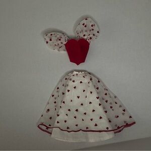 Vintage Barbie Loving You 7072 Dress Two Piece Top Skirt 1983 Flocked Hearts